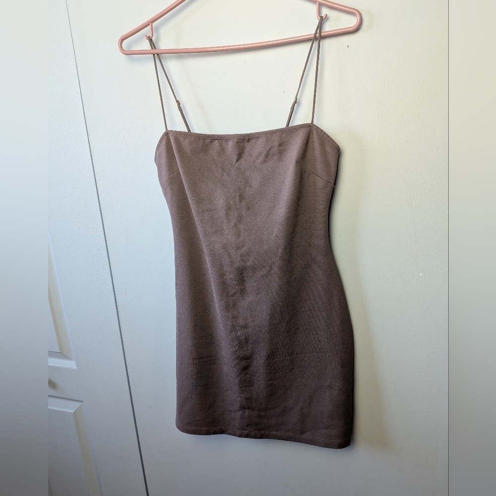 Aritzia Brown Mini Slip Dress